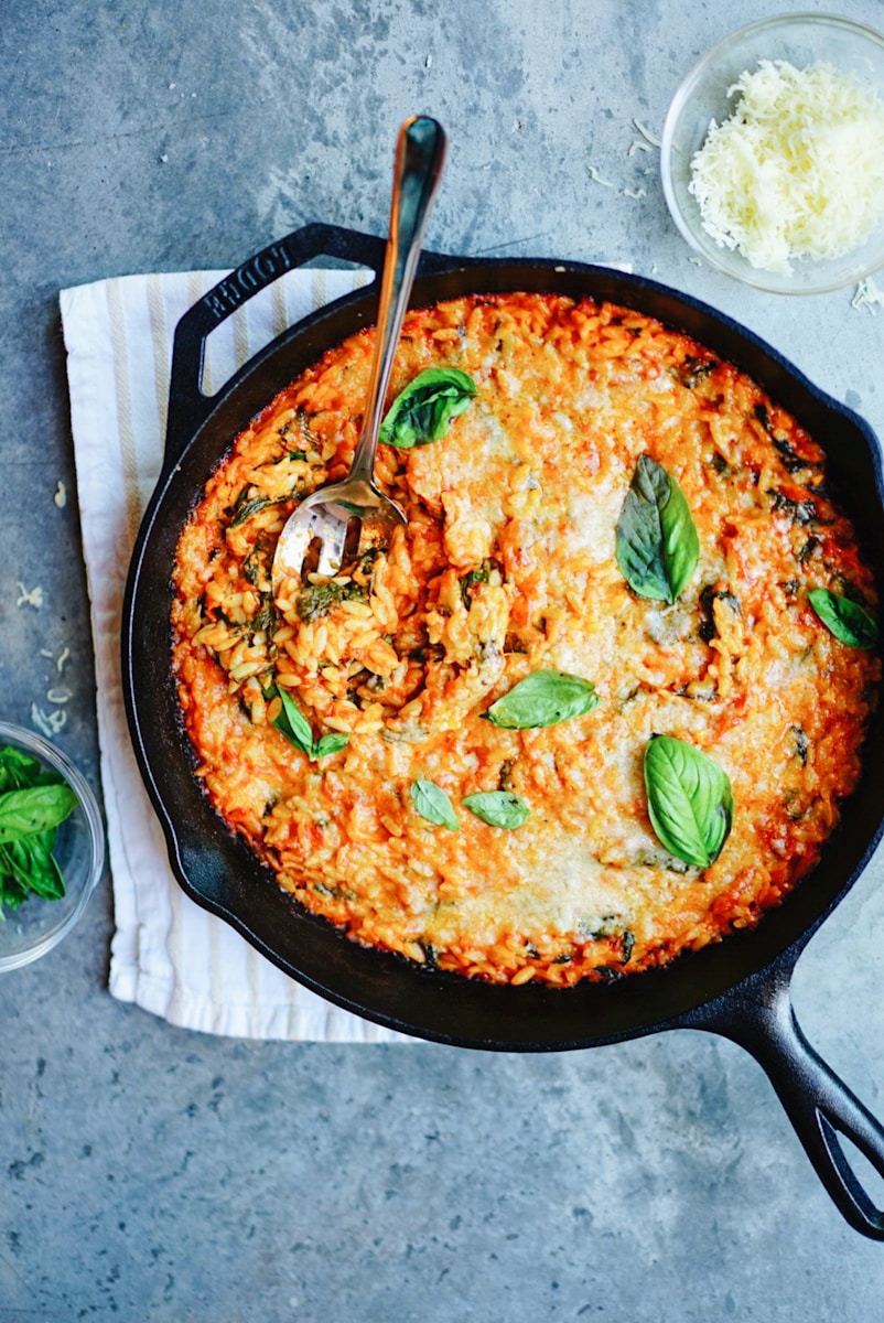 cooked food on black pan