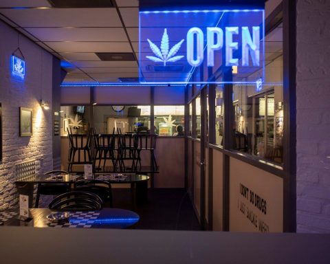 blue and white UNK store